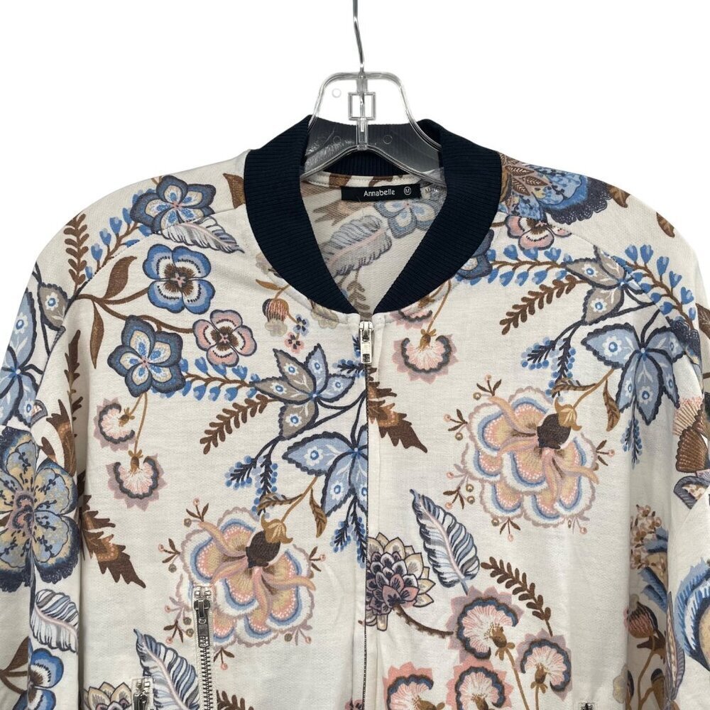 Annabelle Womens Floral Lightweight Jacket Full Zip Size Medium Zip Pockets